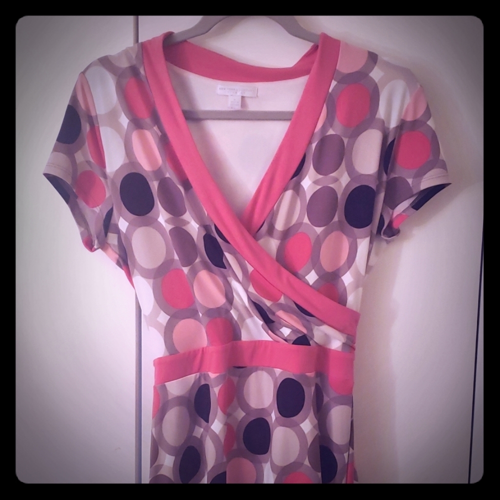 Faux Wrap Polka Dot Dress